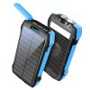 Синя външна батерия STELS F3W с 33500mAh, соларно зареждане и безжична технология. Издръжлив дизайн, подходящ за пътувания и активен начин на живот.