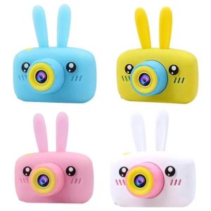 Digital children's camera rabbit blue pink yellow and white color