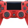 Червен контролер за PS4 с модерен дизайн и ергономичен захват.