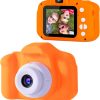 Детски фотоапарат STELS FunShot W390 в оранжев цвят с компактен и забавен дизайн.