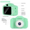 Зелен детски фотоапарат STELS FunShot W390 с изглед отпред и отзад.