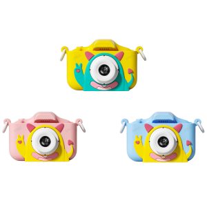 Детски фотоапарати STELS MonsterCam Z200 в колаж от различни цветове – син, жълт и розов.