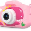 Детски фотоапарат STELS DinoCam X350 в розов цвят, с обектив и цветен дисплей.