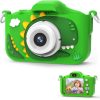 Детски фотоапарат STELS DinoCam X350 в зелен цвят, с обектив и цветен дисплей, показващ заснето изображение