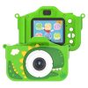 Детски фотоапарат STELS DinoCam X350 в зелен цвят с отворен дизайн, показващ обектива и екрана с икони